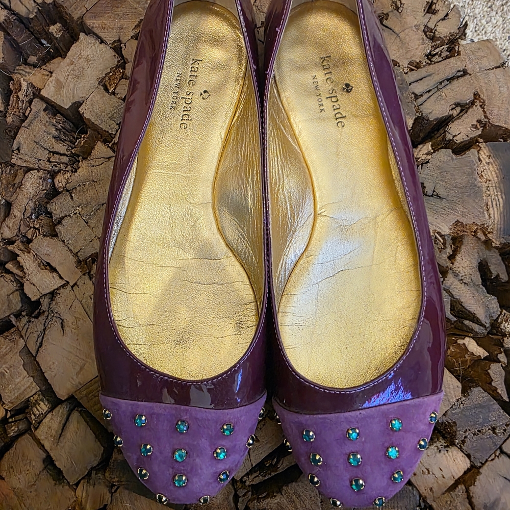 Kate Spade Francine Flats – Plum Patent & Suede, Size 9